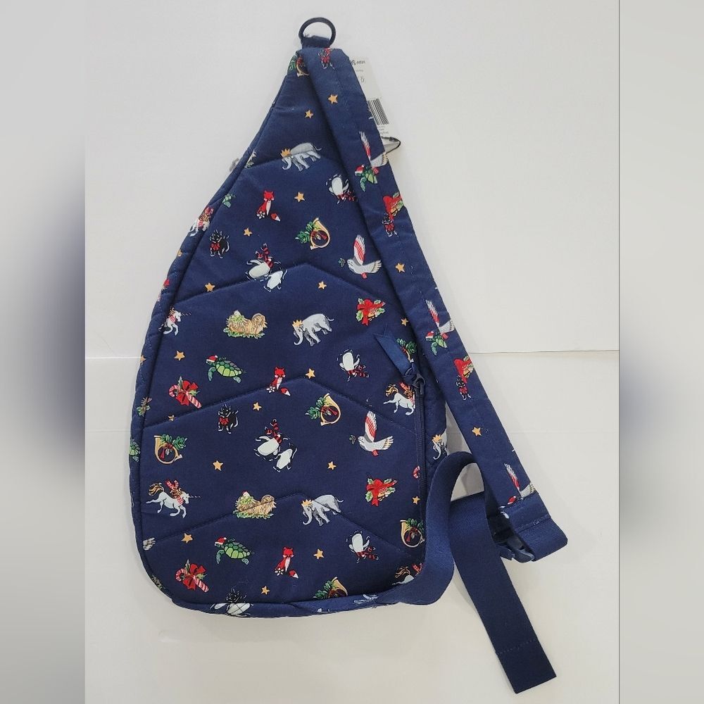 Vera Bradley Navy Blue Quilted Snow Globe Motifs Sling Backpack - Picture 4 of 11